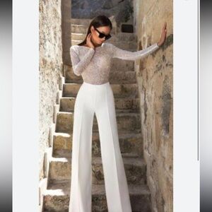 Elegant White Wide-Leg Pants